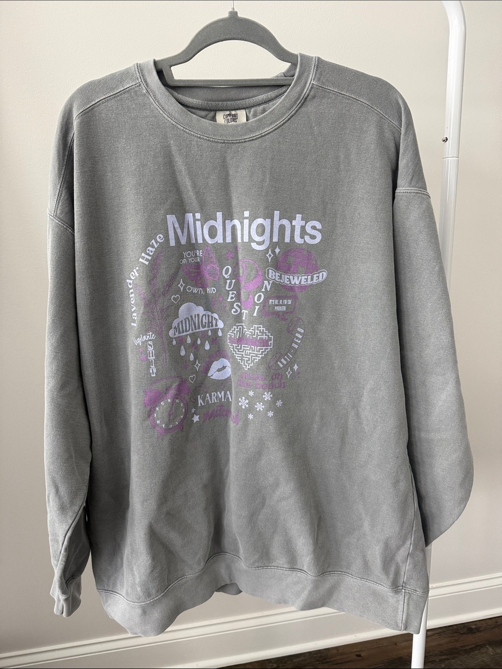 Comfort Colors Midnights Graphic Crewneck - Gray with Purple Accents